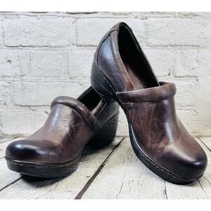 BOC Peggy Leather Clogs Brown Women's Size 8.5M Slip-On Comfort Shoes